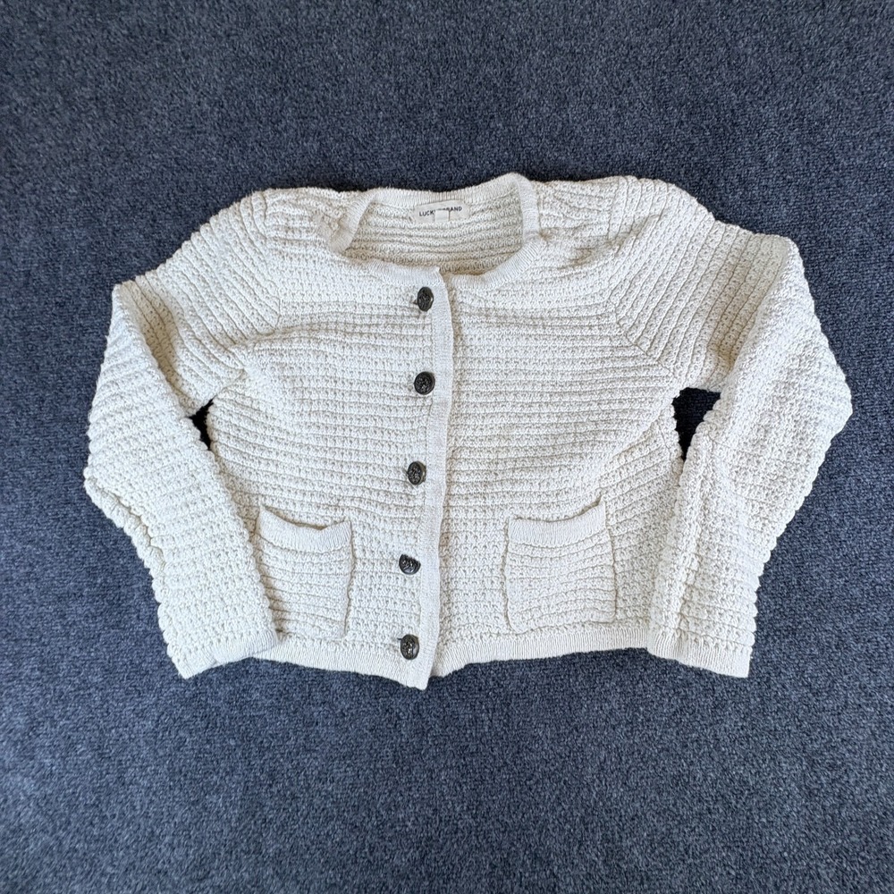 Lucky Brand Cream Knit Button-Front Cardigan